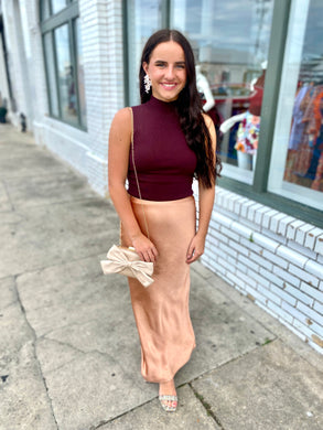 Don't Let Go Midi Skirt-Golden Sand