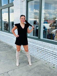 Be A Classic Suede Romper-Black