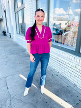 Load image into Gallery viewer, Pretty with Peplum Top-Magenta