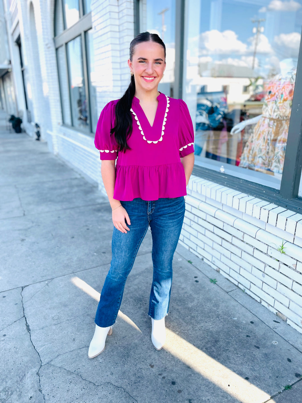 Pretty with Peplum Top-Magenta