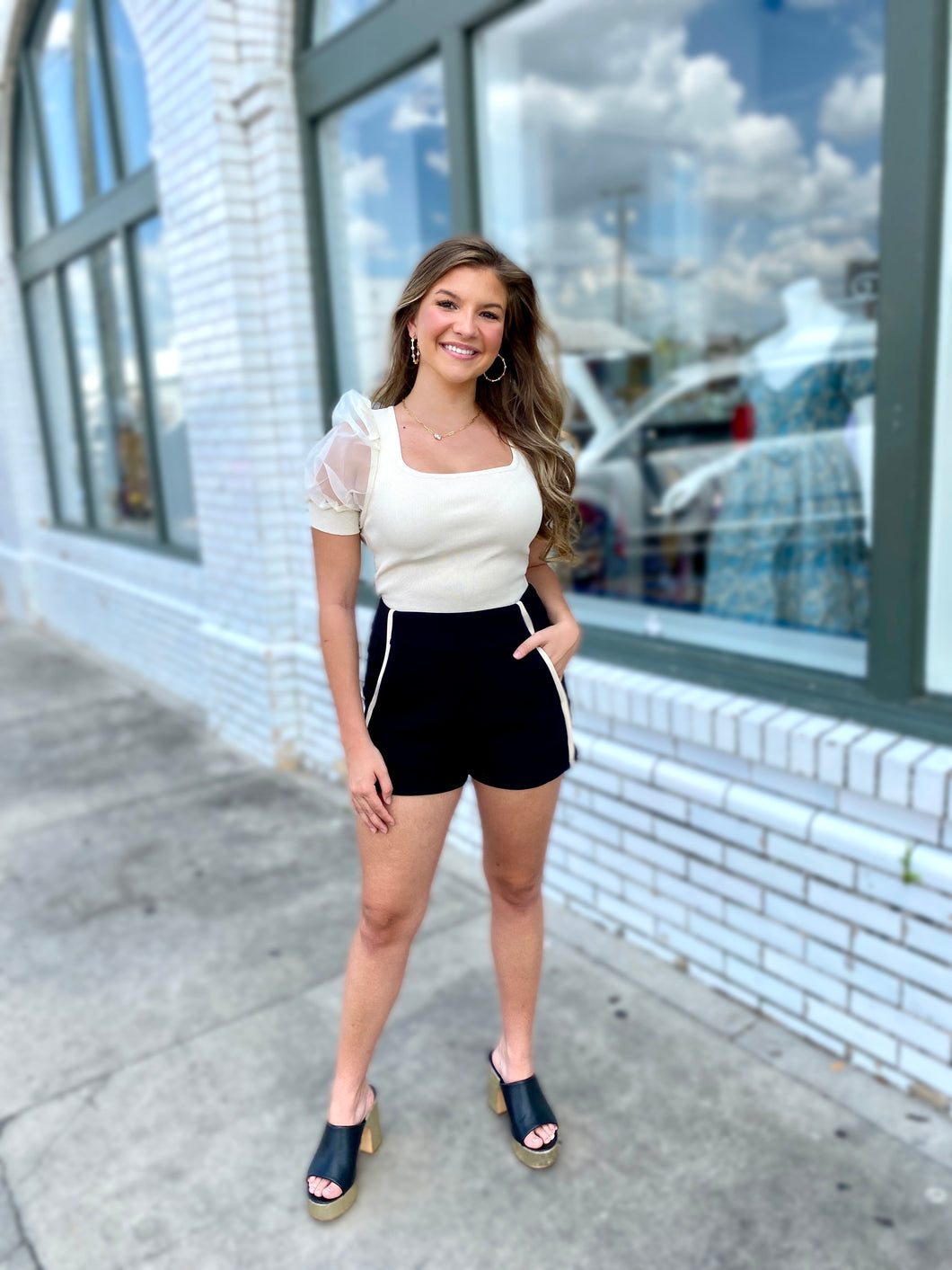 Feel Beautiful Mesh Sleeve Top-Oatmeal