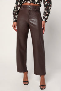 Sleek Vibe Leather Pants-Brown