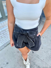Load image into Gallery viewer, Tied and True Black Denim Shorts