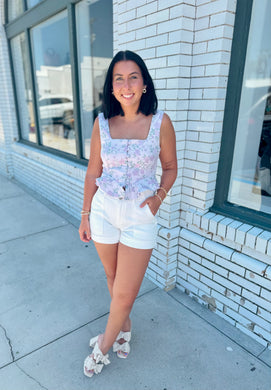 Ivory Luxe White Denim Shorts