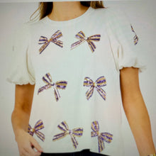 Load image into Gallery viewer, Game On Girly Bow Top-Sequin