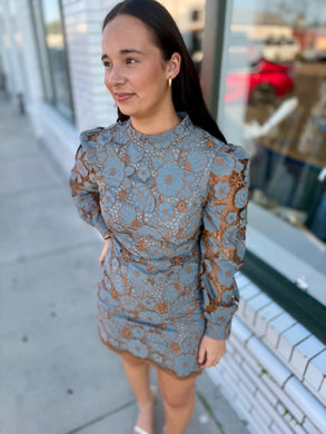 Bold Bloom Long Sleeve Mini Dress