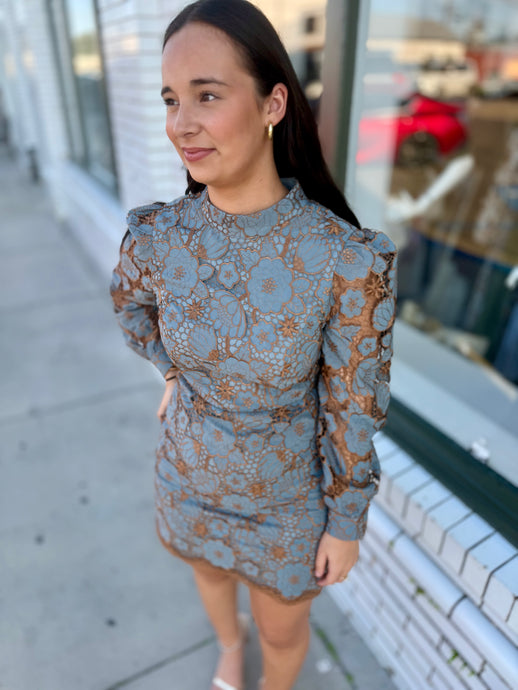 Bold Bloom Long Sleeve Mini Dress
