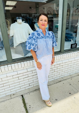 Bloom in Blue Embroidered Top