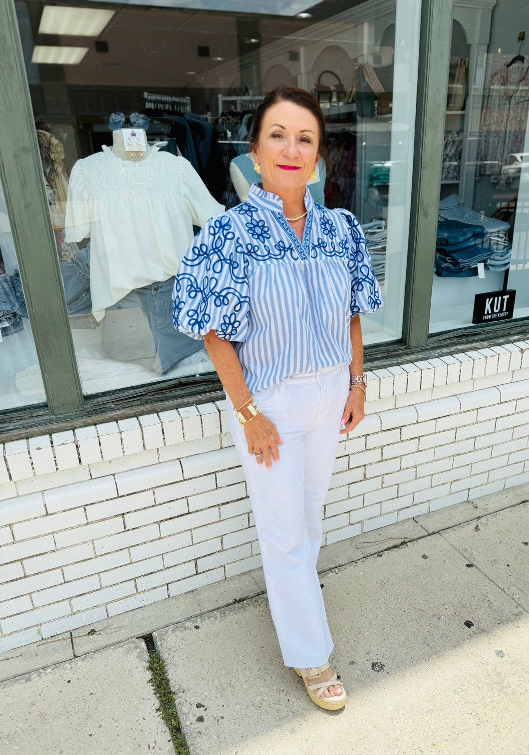 Bloom in Blue Embroidered Top