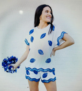Shine On Game Day Shorts -Blue