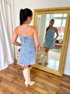 Come a Little Closer Denim Dress