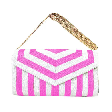 Hot Pink Stripe Beaded Purse