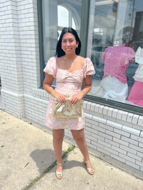 Golden in Glam Jacquard Dress