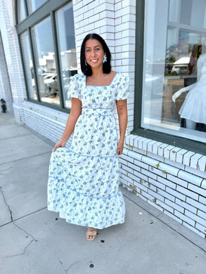 Whispers in Blue Maxi Dress