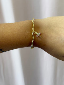 Kiddie Bar 18K gold stretch charm bracelet