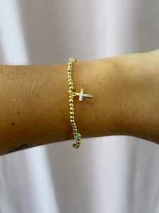 Kiddie Bar 18K gold stretch charm bracelet
