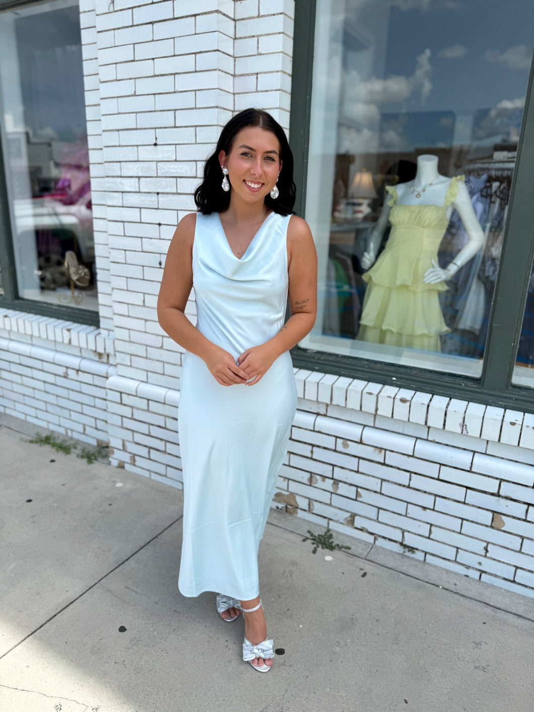 Evening Whispers Midi Dress-Sky Blue