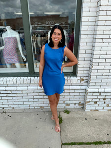 The Elle Satin Dress-Deep Blue