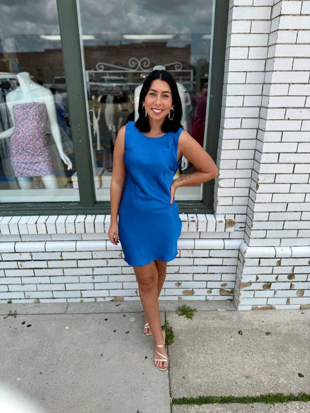 The Elle Satin Dress-Deep Blue