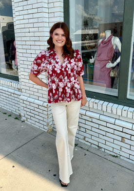 A Point of View Peplum-Merlot