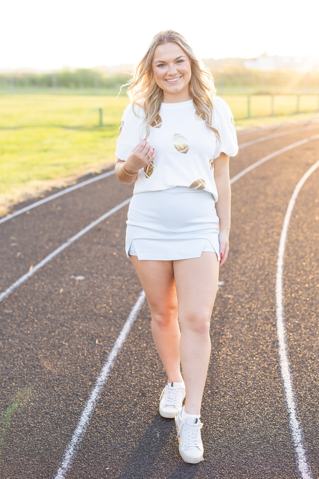 Game On Girly Football Top-Sequin