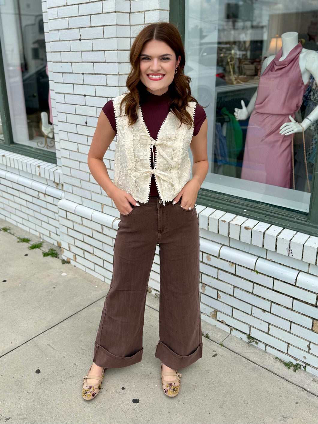 Chic n Basic Mock Neck-Wine