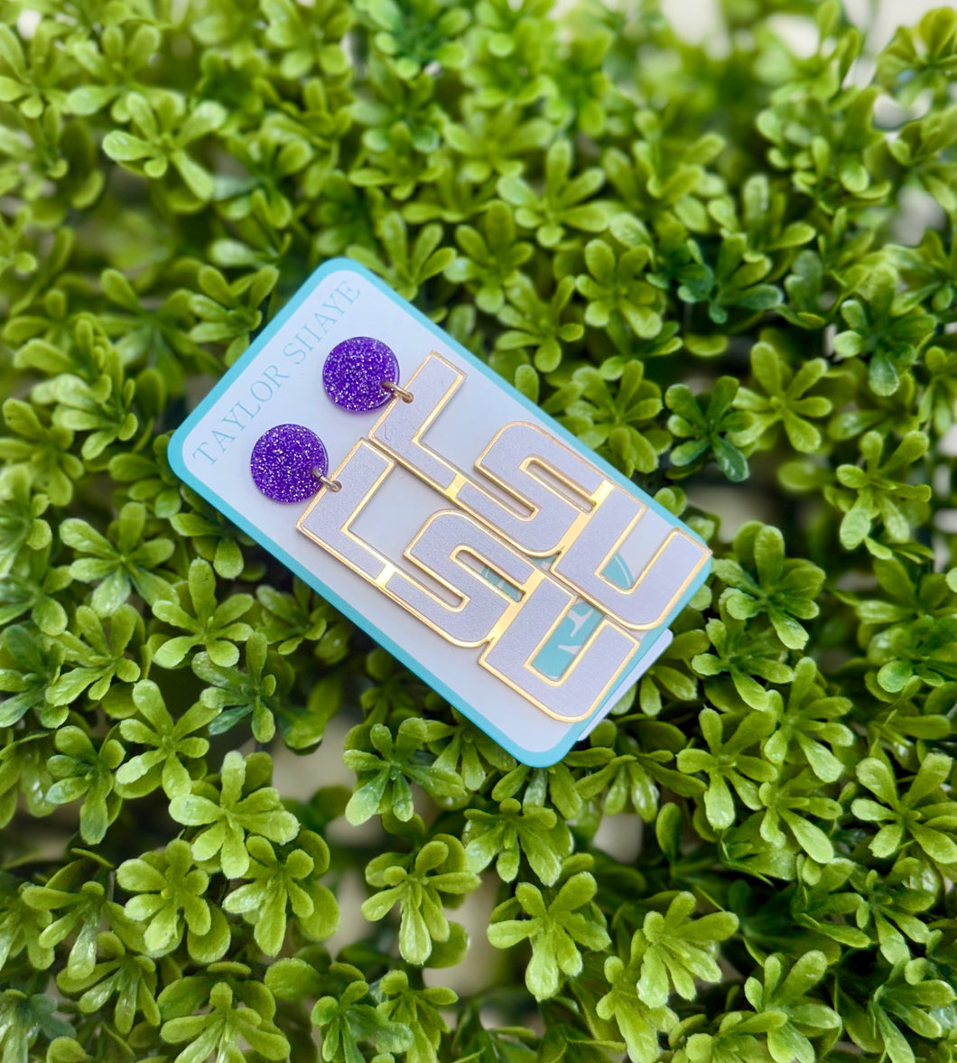 LSU Mirror Drops-White/Gold