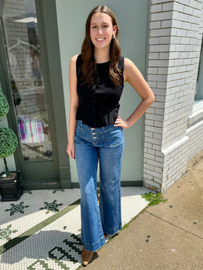 Petal and Kiss Knit Top-Black
