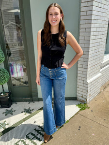 Petal and Kiss Knit Top-Black