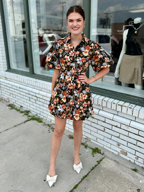 The Golden Petals Mini Dress
