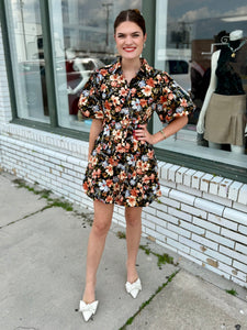 The Golden Petals Mini Dress
