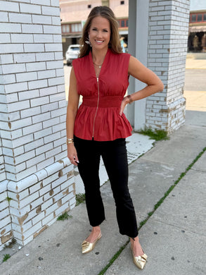 Classy Celebrations Zip Front Top-Rust