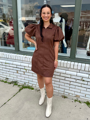 The Bronzed Beauty Suede Dress-Brown