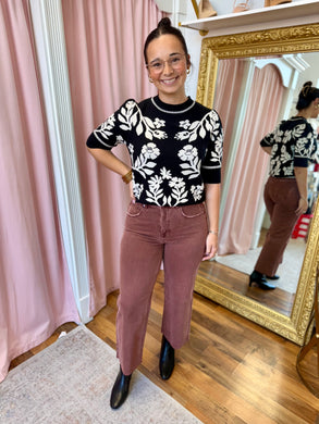 The Bella Bloom Knit Top-Black