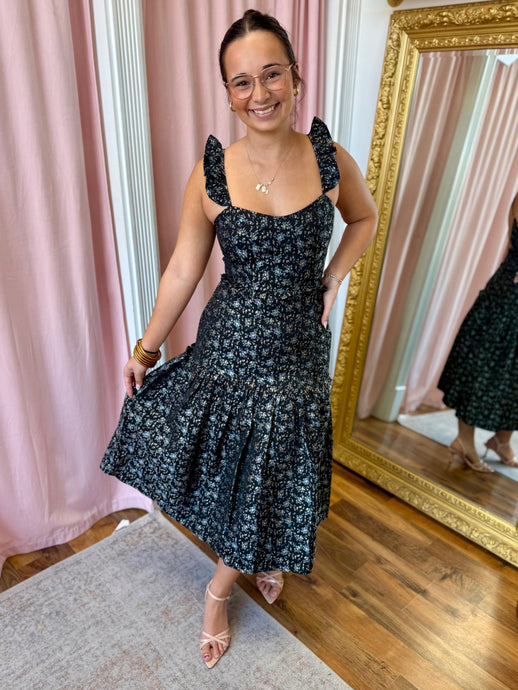 The Sandy Jacquard Midi Dress