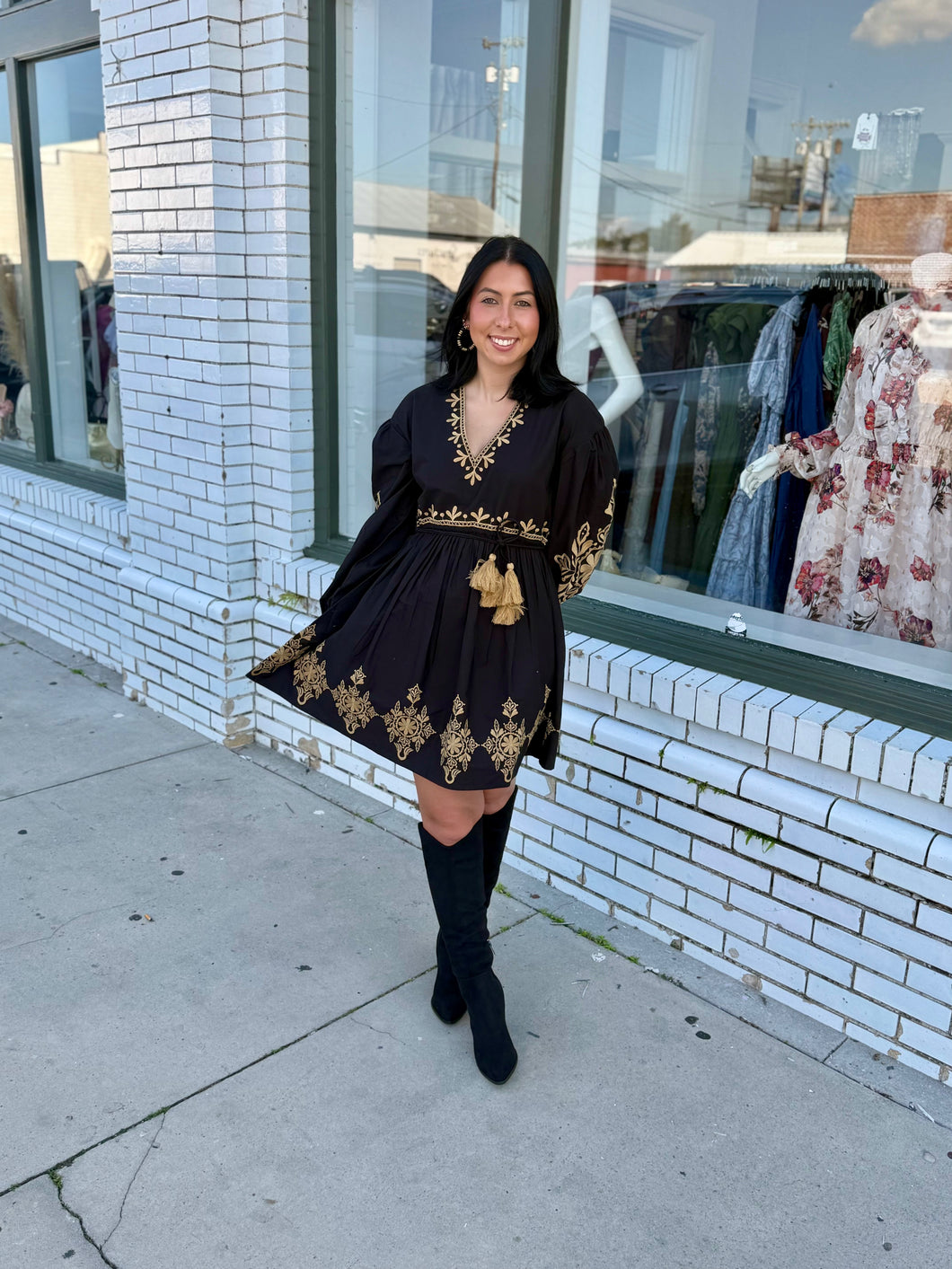 Golden Garden Embroidered Dress