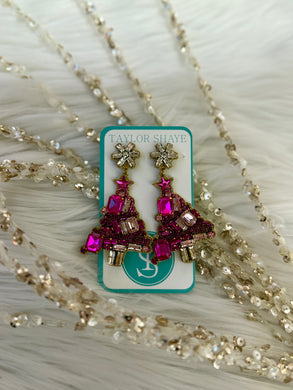 Beaded Christmas Trees - Pink Mix