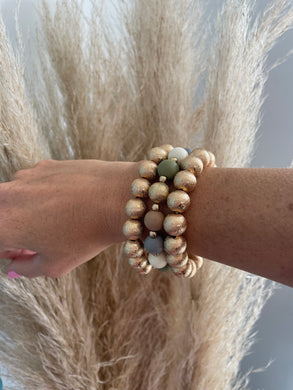 Multi-color Wood Stretch Bracelet