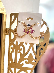 Gold Beaded Wrap Hoop Earring