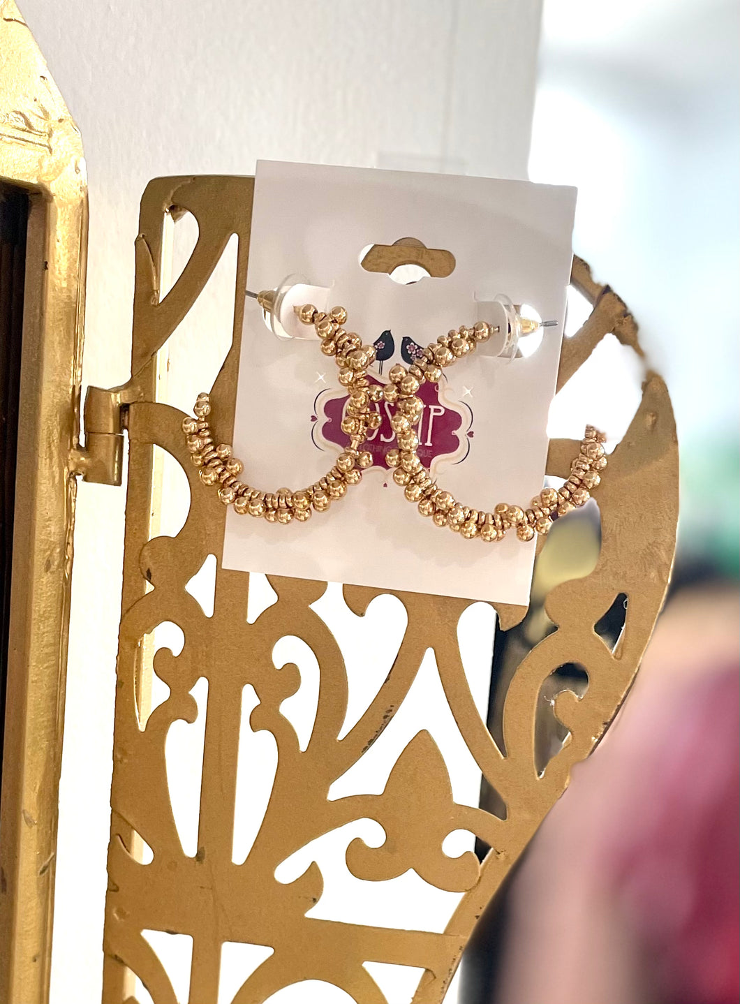 Gold Beaded Wrap Hoop Earring
