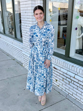 Load image into Gallery viewer, Belted in Blue Midi Dress