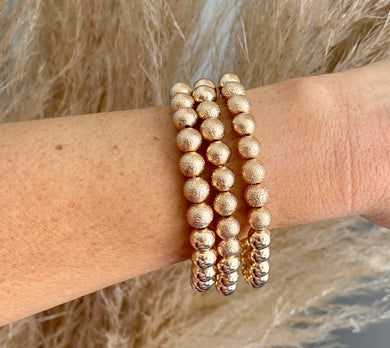 Large Gold Bead and Textured Bracelet