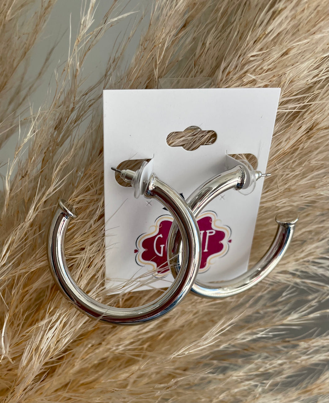 Shiny Silver Hoop Earrings