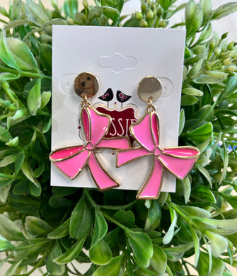 Pink Bow Earrings