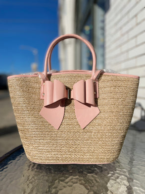 Bow Straw Tote