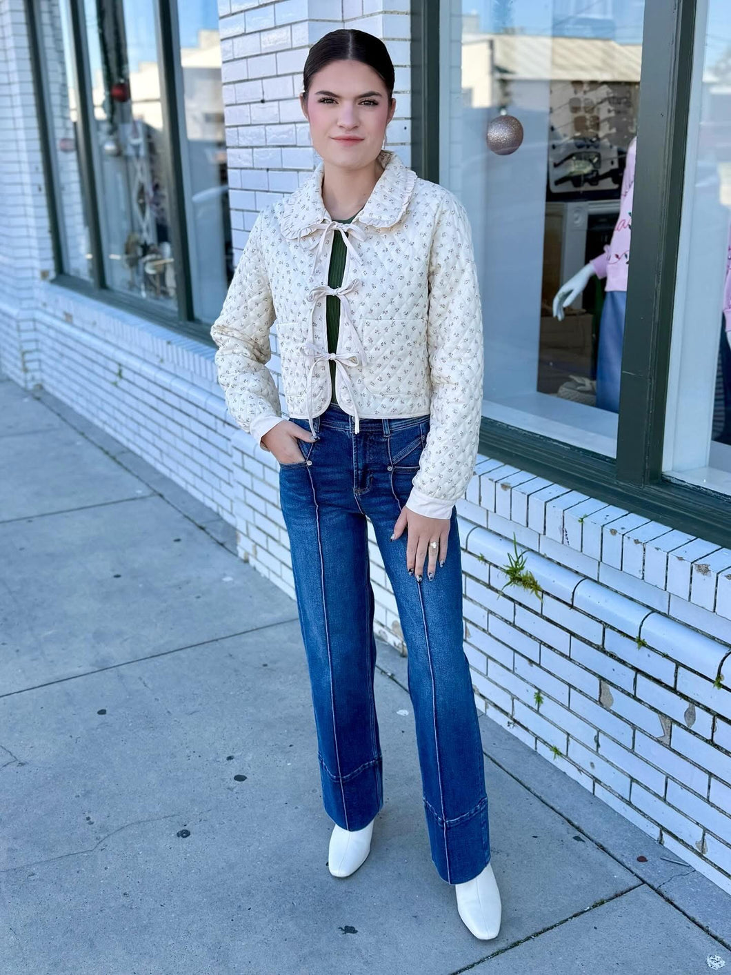 The Rosy Ruffle Quilted Jacket