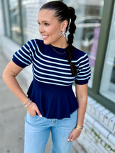 Load image into Gallery viewer, The Pretty Prep Peplum-Blue