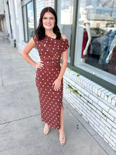 Load image into Gallery viewer, Dotty In Mocha Maxi Dress