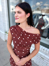 Load image into Gallery viewer, Dotty In Mocha Maxi Dress