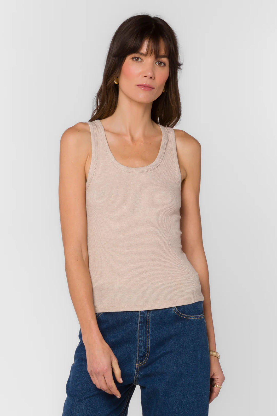 The Easy Scoop Neck Tank - Tan